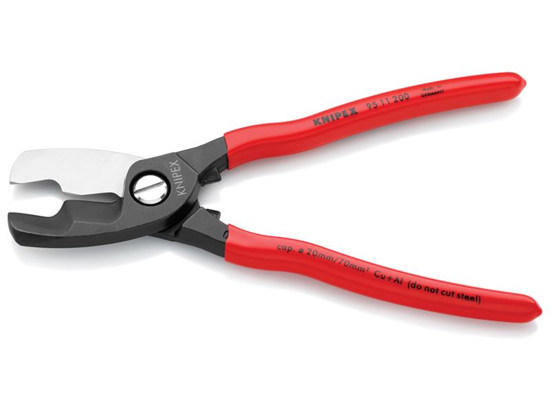 Knipex Cable Shears with Twin Cutting Edge PVC Grip 200mm KPX9511200