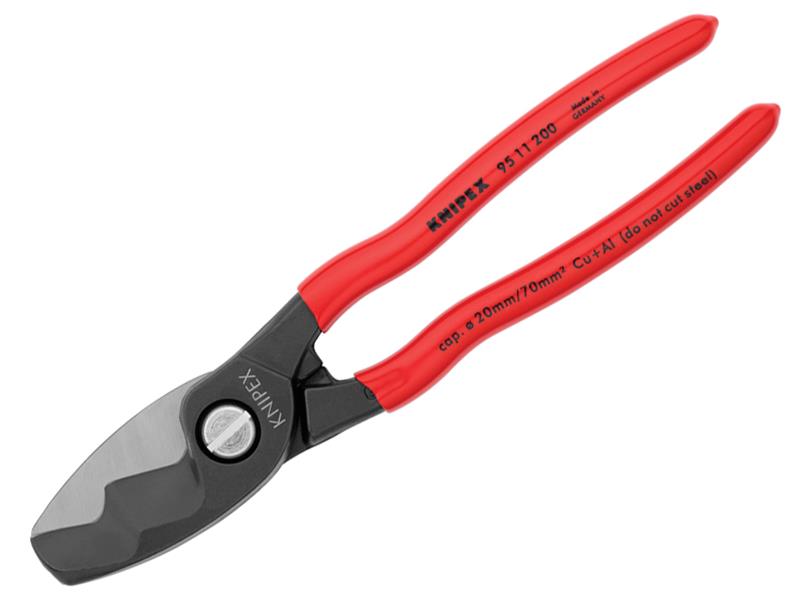 Knipex Cable Shears with Twin Cutting Edge PVC Grip 200mm KPX9511200
