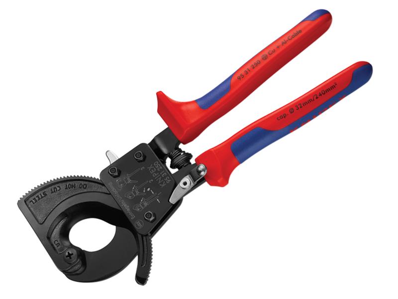 Knipex Ratchet Action Cable Shears Multi Component Grip 250mm KPX9531250