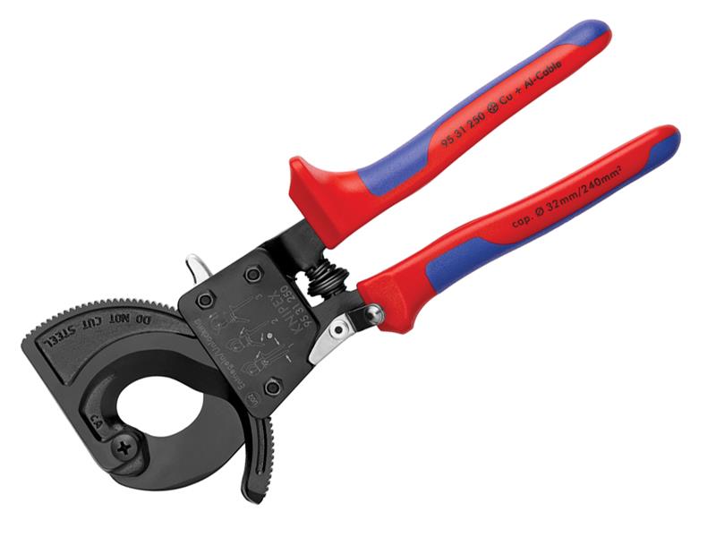 Knipex Ratchet Action Cable Shears Multi Component Grip 250mm KPX9531250