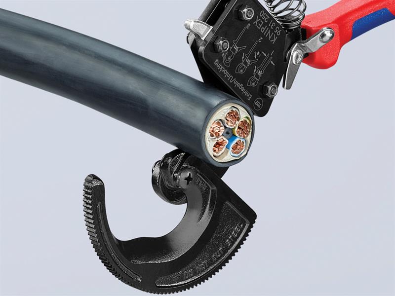 Knipex Ratchet Action Cable Shears Multi Component Grip 250mm KPX9531250