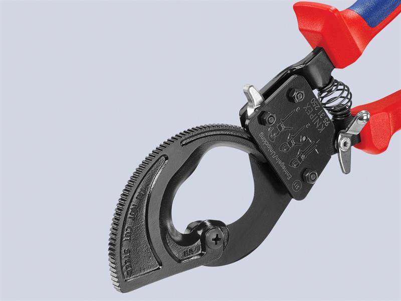 Knipex Ratchet Action Cable Shears Multi Component Grip 250mm KPX9531250