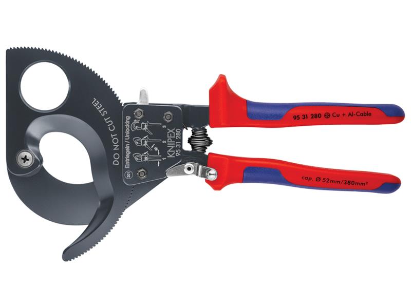 Knipex Ratchet Action Cable Shears Multi Component Grip 280mm KPX9531280