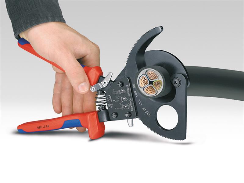 Knipex Ratchet Action Cable Shears Multi Component Grip 280mm KPX9531280