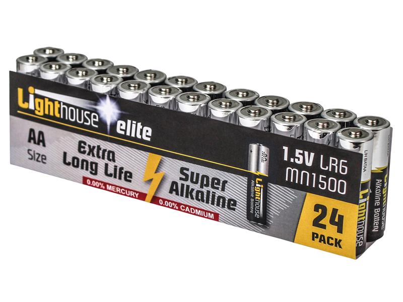 Lighthouse AA LR6 Alkaline Batteries 2400 mAh (Pack 24) L/HBATAA24
