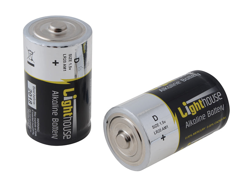 Lighthouse D LR20 Alkaline Batteries 14800 mAh (Pack 2) L/HBATD