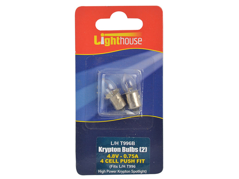Lighthouse Krypton Bulbs (2) 4.8v Push (T996) L/HT996B