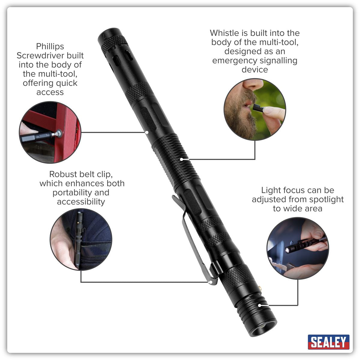 Sealey 9-in-1 Multi-Tool 1W SMD LED Penlight LED091