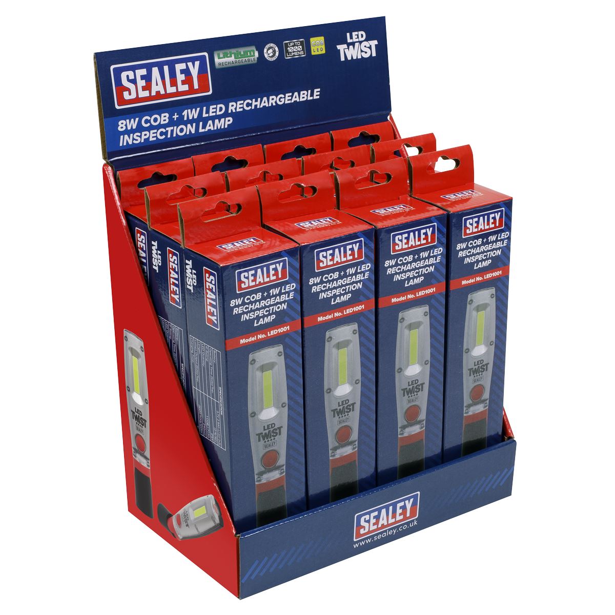 Sealey Rechargeable Inspection Light 8W LED - Display Box of 12 LED1001DB