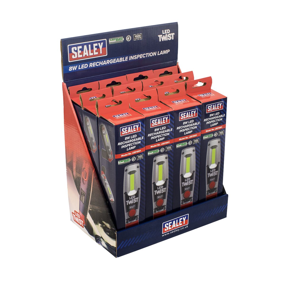 Sealey Rechargeable Inspection Light 8W LED - Display Box of 12 LED1001DB