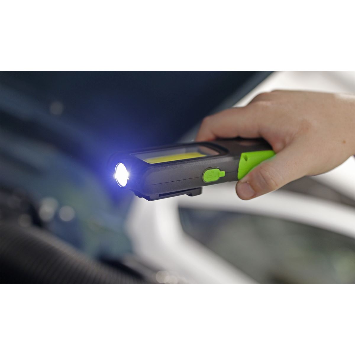 Sealey Rechargeable Inspection Light 5W COB & 3W SMD LED with Power Bank - Green LED318G