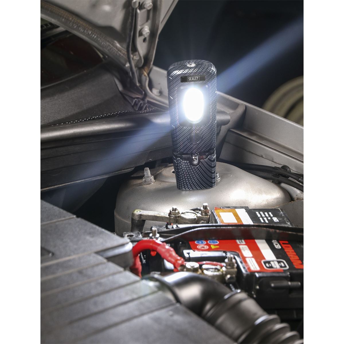 Sealey Rechargeable 360� Inspection Light 3W COB & 1W SMD LED Carbon Fibre Effect LED3601CF