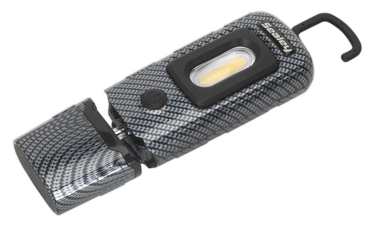 Sealey Rechargeable 360� Inspection Light 3W COB & 1W SMD LED Carbon Fibre Effect LED3601CF