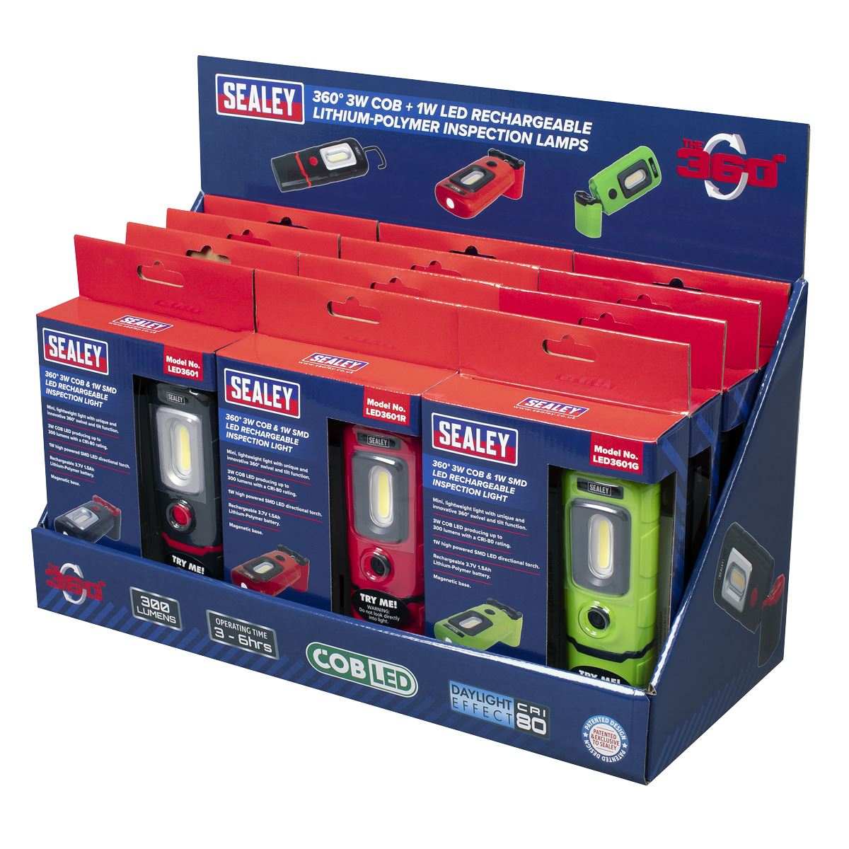 Sealey LED3601 Series Inspection Light Combination - Display Pack of 12 LED3601COMBO