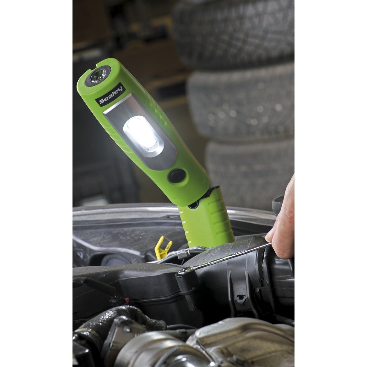 Sealey Rechargeable 360� Inspection Lamp 7 SMD & 3W SMD LED Green Lithium-ion LED3602G