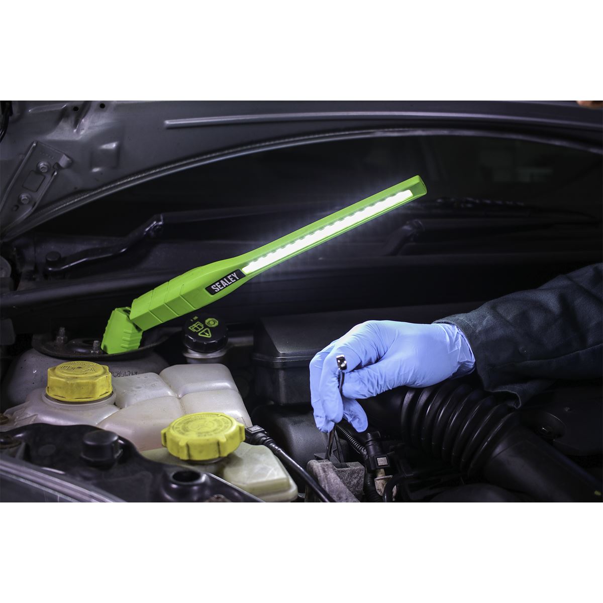 Sealey Rechargeable 360� Slim Inspection Light 8W & 1W SMD LED Green Lithium-ion LED3604G
