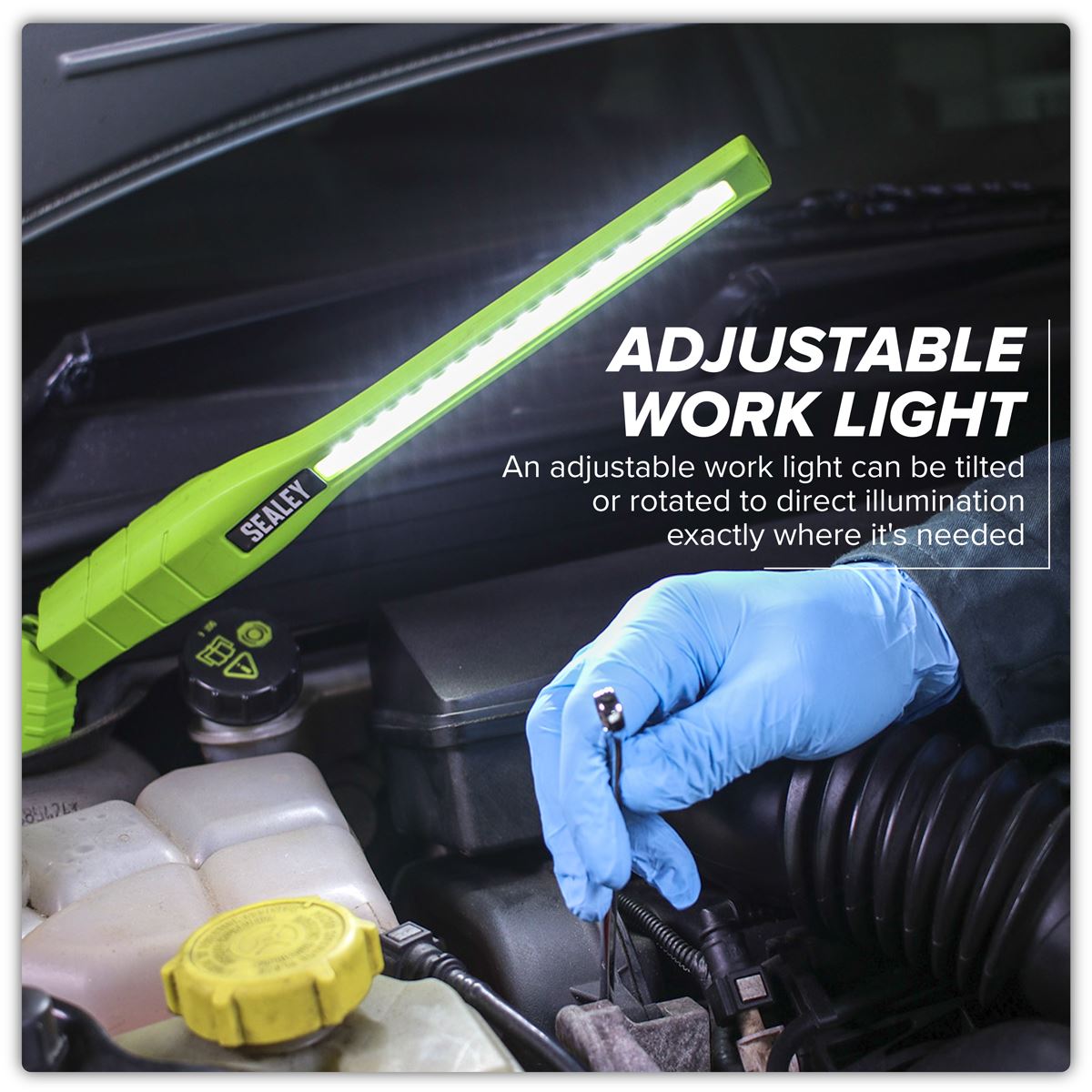 Sealey Rechargeable 360� Slim Inspection Light 8W & 1W SMD LED Green Lithium-ion LED3604G