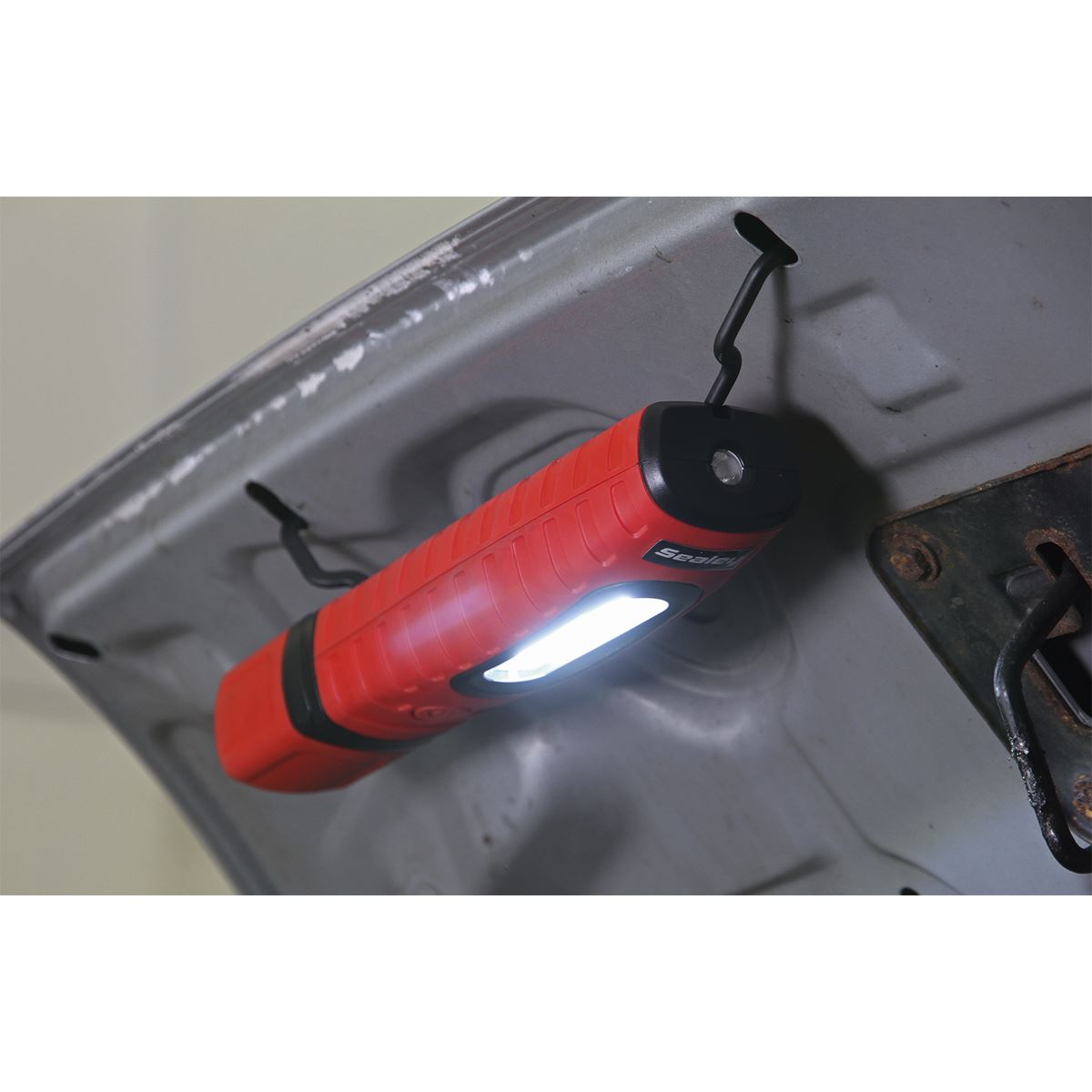 Sealey Rechargeable 360� Inspection Light 16 SMD LED & 3W LED Red 2 x Lithium-ion LED360PLUSR