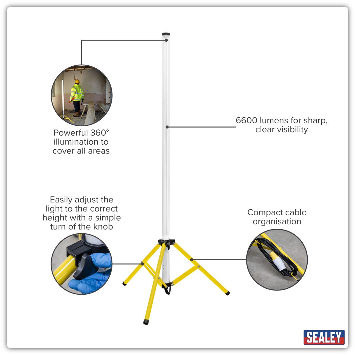 Sealey Slim Standing Floodlight 360� 60W SMD LED 110V LED60110V