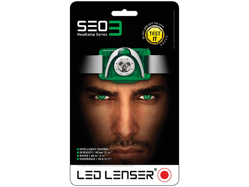 Ledlenser SEO3 LED Headlamp - Green (Test-It Pack) LED6103