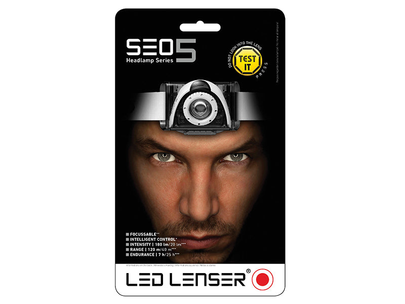 Ledlenser SEO5 LED Headlamp - Black (Test-It Pack) LED6105