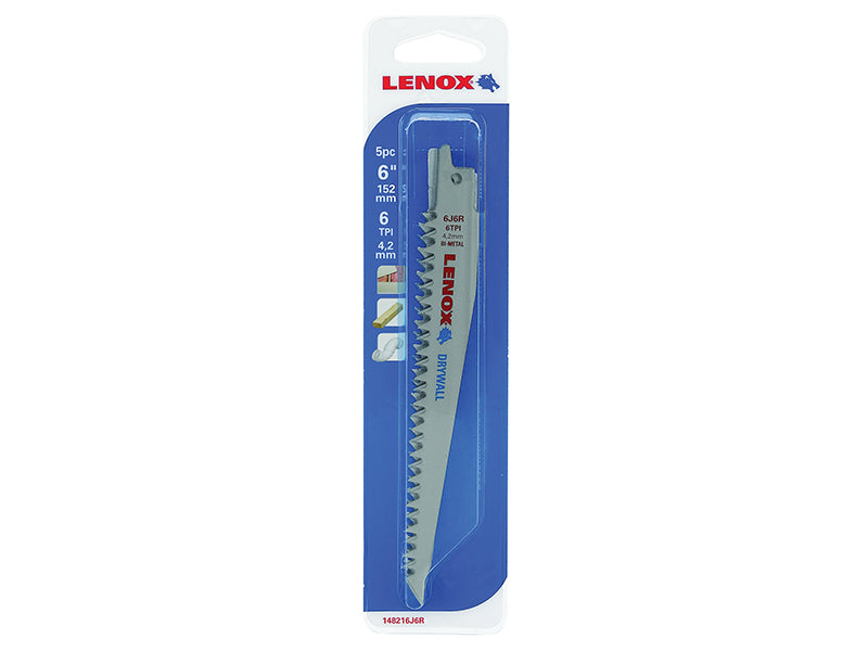 LENOX 14821-6J6R Drywall Reciprocating Saw Blade 150mm 6 TPI LEN148216J6R