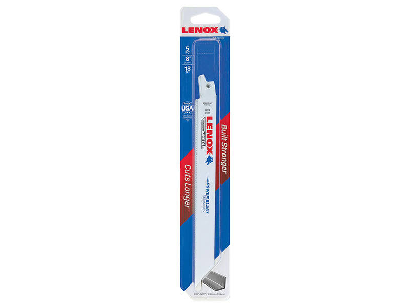 LENOX 20578-818R Metal Cutting Reciprocating Saw Blades 200mm 18 TPI (Pack 5) LEN818R