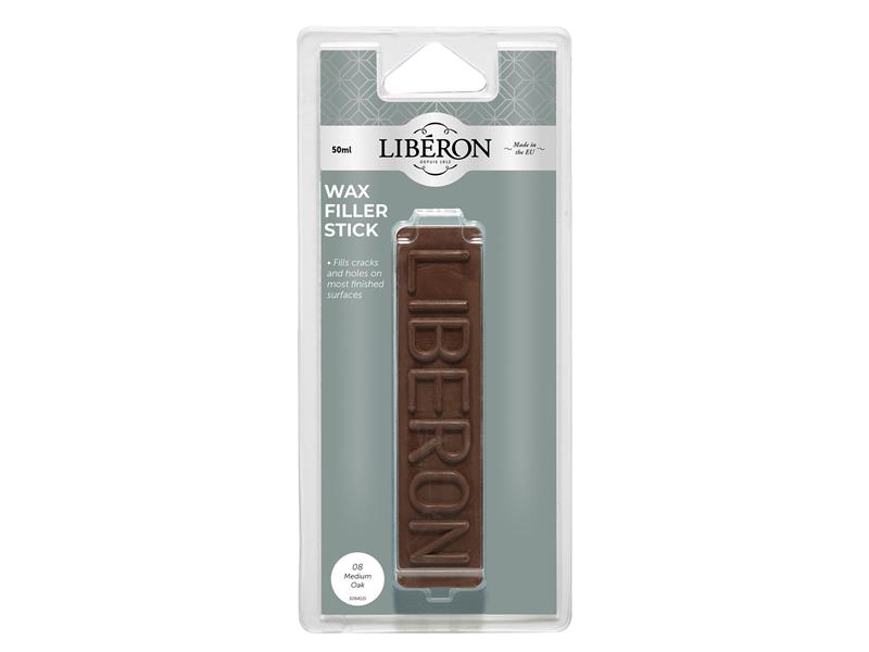 Liberon Wax Filler Stick 08 Medium Oak 50g Repair Cracks & Splits LIBWFSMON