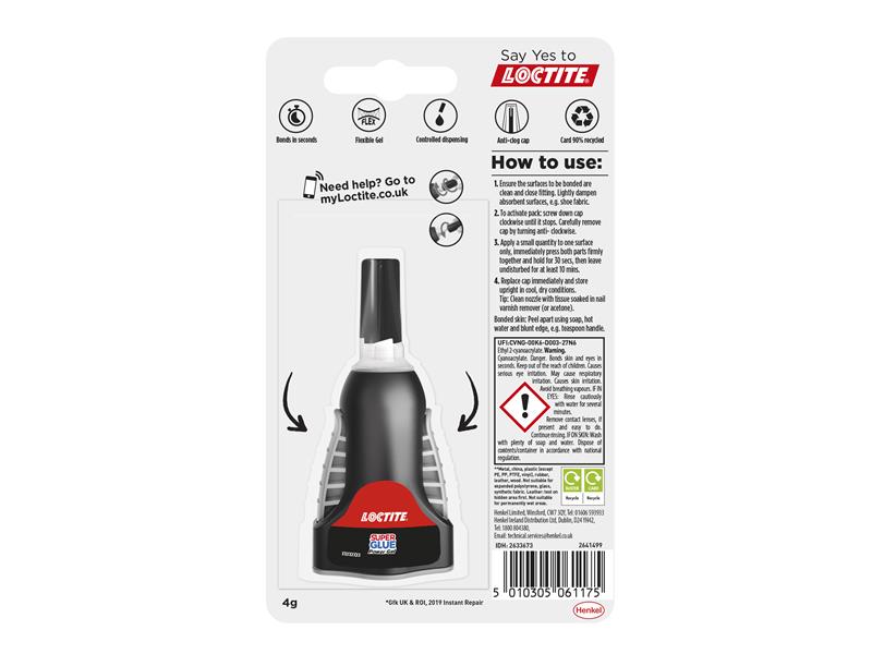 Loctite Super Glue Power Flex Control, Gel Bottle 4g LOCSGGC4GNR