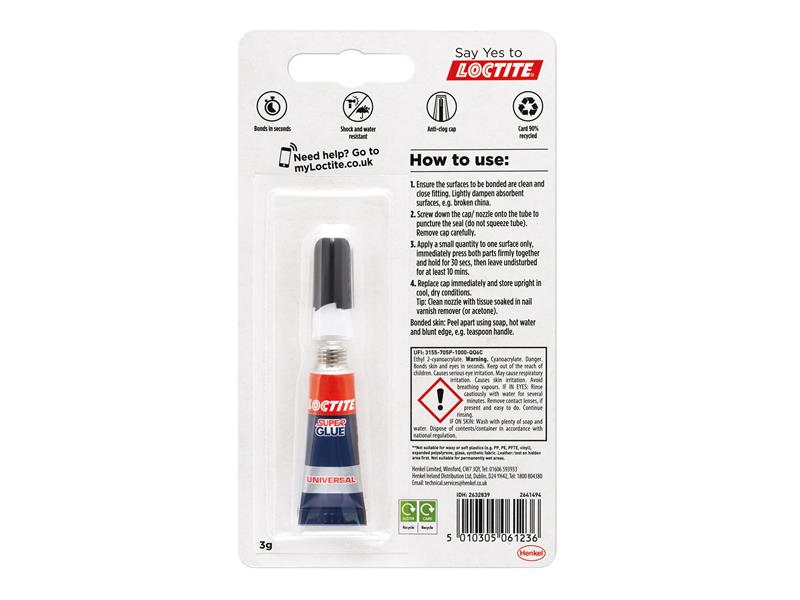 Loctite Super Glue Liquid, Tube 3g LOCSGLO3GNR