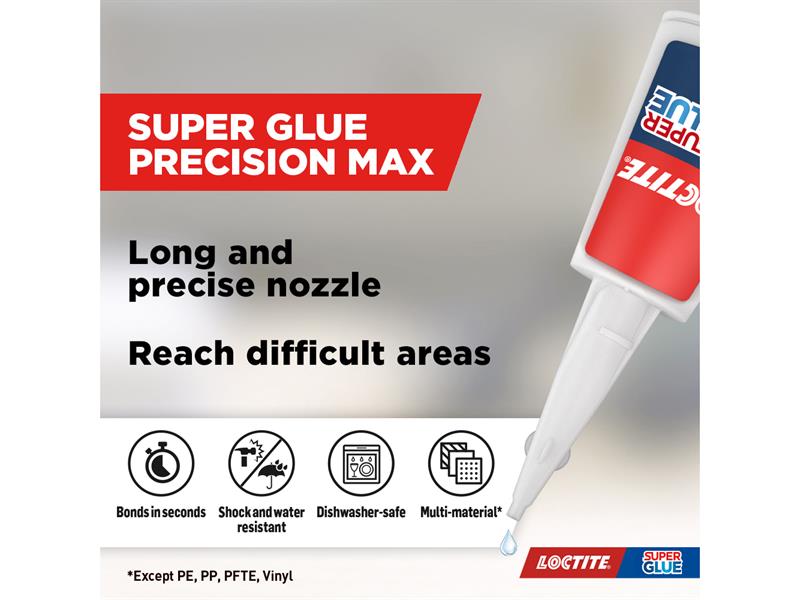 Loctite Super Glue Liquid, Precision Max Bottle 10g LOCSGLP10GNR