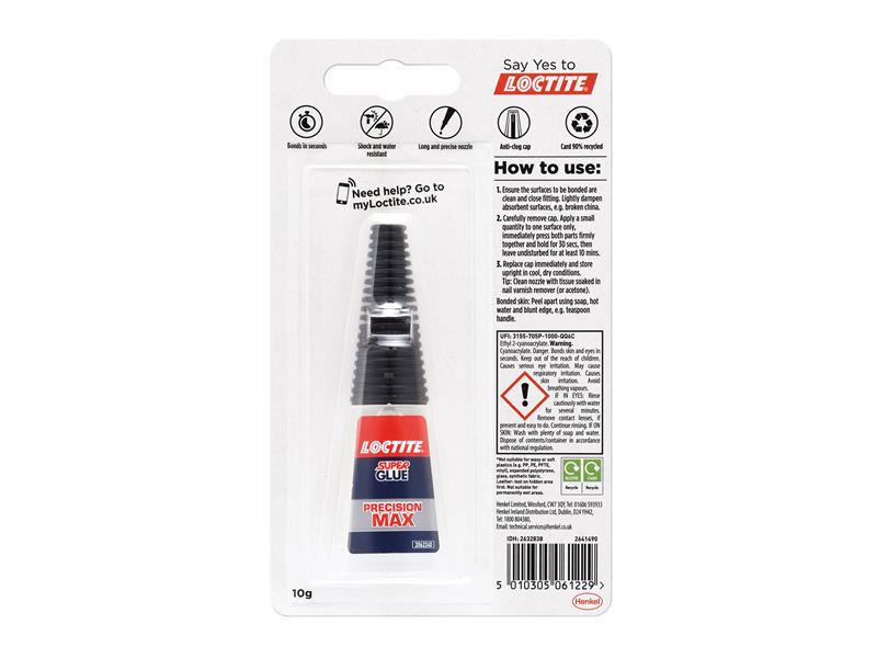 Loctite Super Glue Liquid, Precision Max Bottle 10g LOCSGLP10GNR