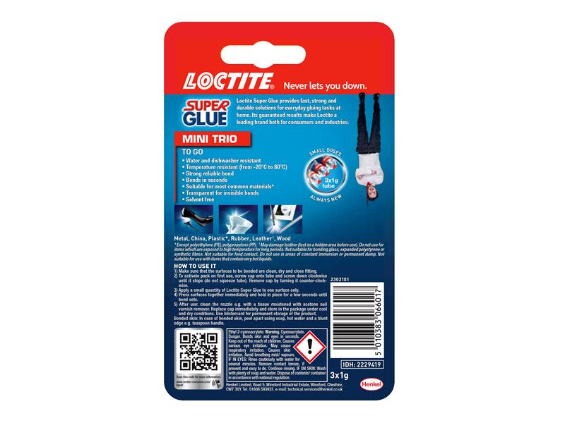 Loctite Superglue Mini Trio Tube 3 x 1g LOCSGMTN