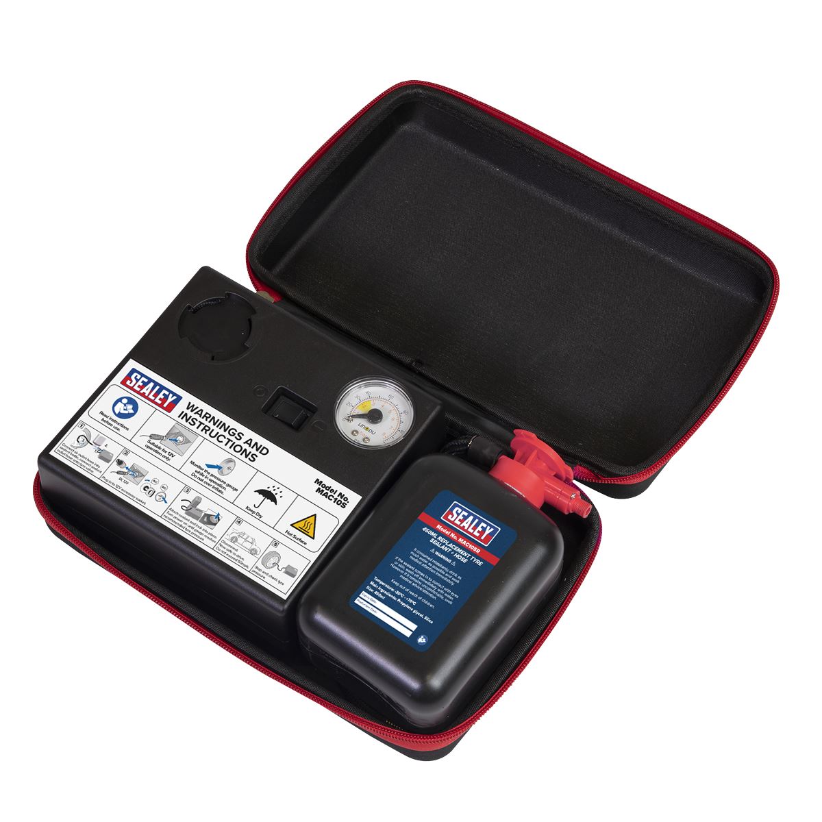 Sealey Tyre Inflator 12V & Emergency Puncture Sealant Kit MAC10S