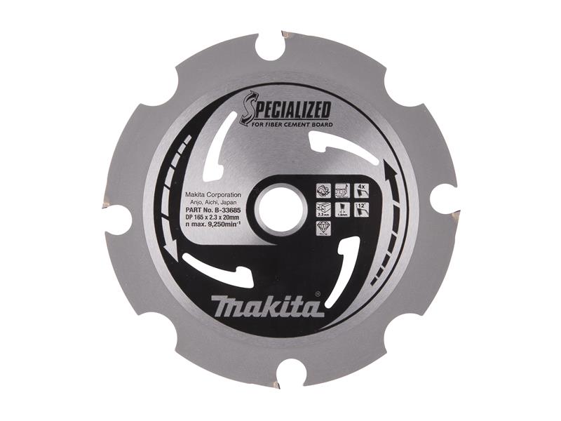 Makita B-33685 Specialized Blade for Fibre Cement Board 165 x 20mm x 4T MAKB33685