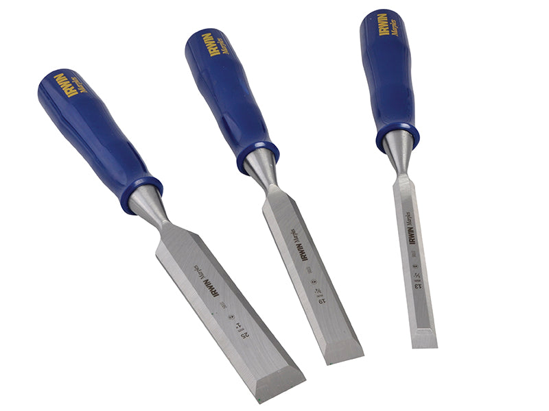 IRWIN® Marples® M444 Bevel Edge Chisel Blue Chip Handle Set, 3 Piece MAR444S3