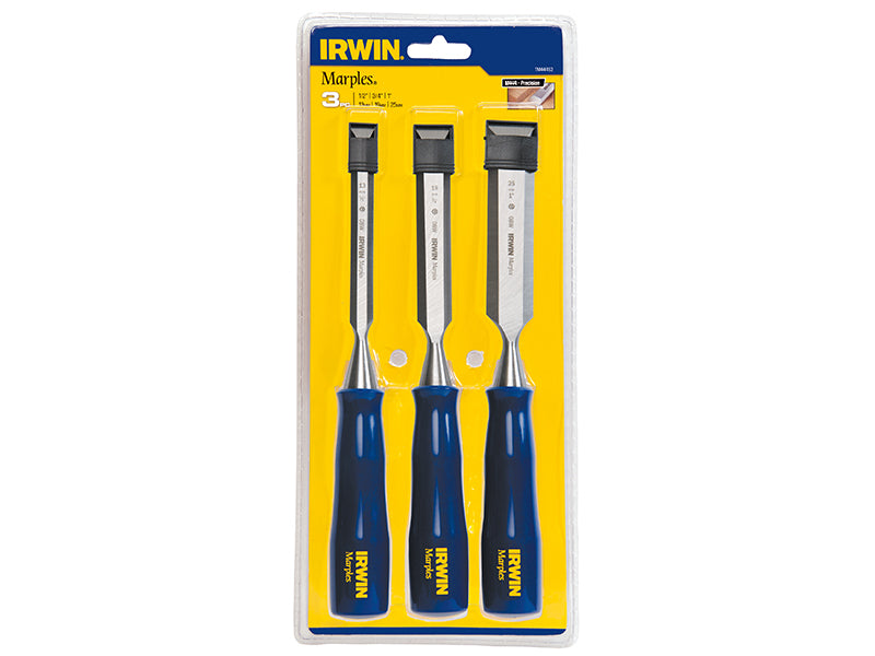 IRWIN® Marples® M444 Bevel Edge Chisel Blue Chip Handle Set, 3 Piece MAR444S3