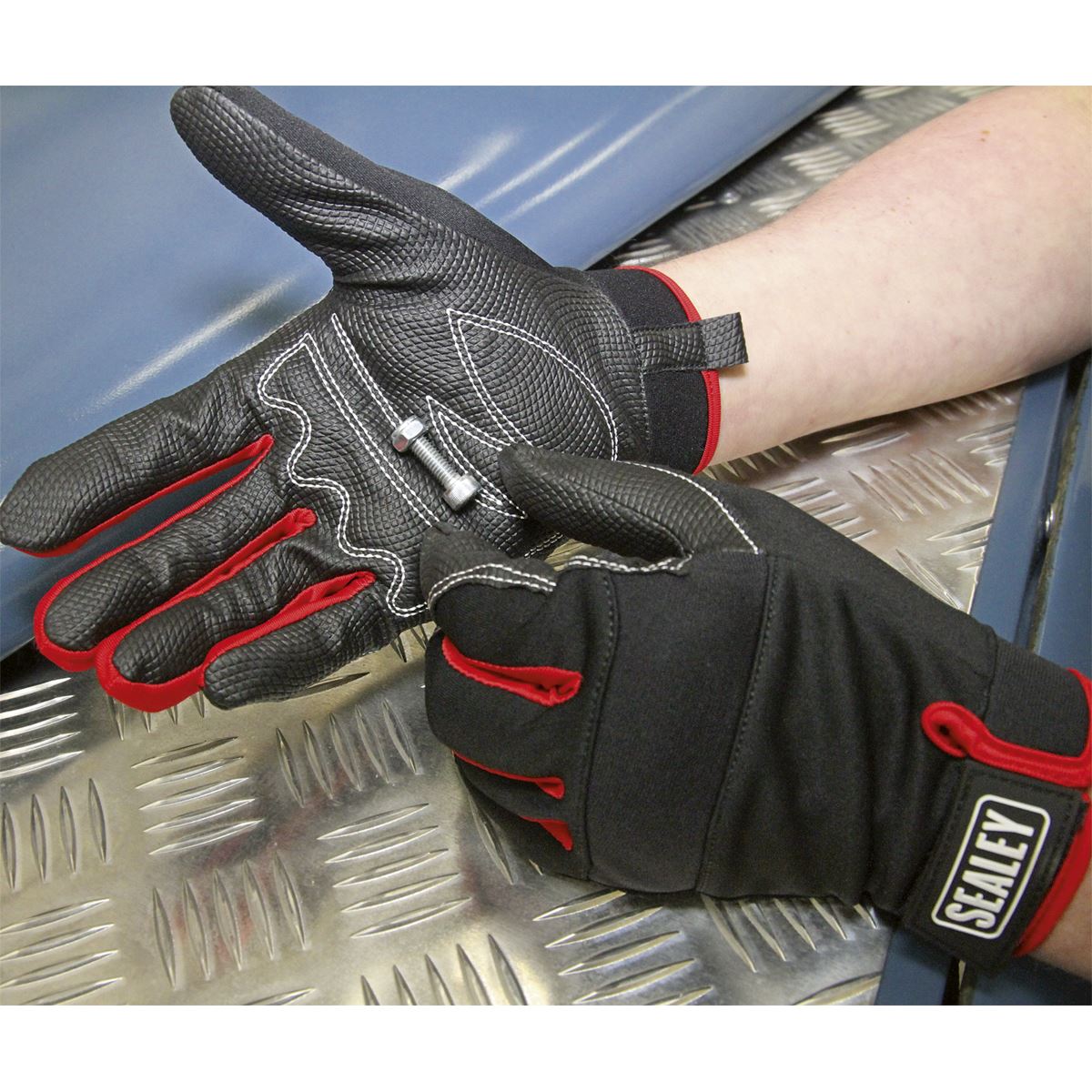 Sealey Mechanic's Gloves Light Palm Tactouch - Large MG798L