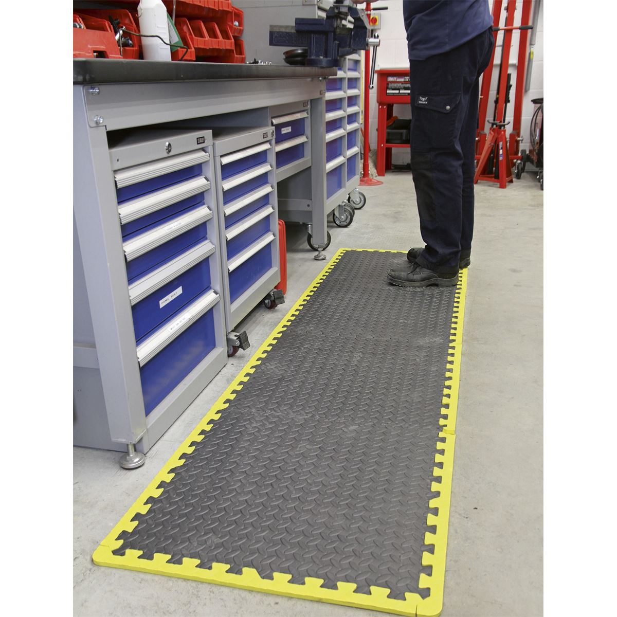 Sealey Interlocking EVA Foam Workshop Mat Set 1240 x 1825mm with Hi-Vis Edges MIC1218Y3