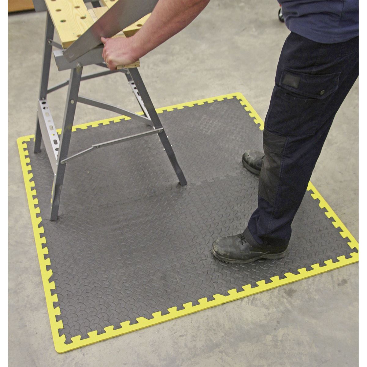 Sealey Interlocking EVA Foam Workshop Mat Set 1240 x 1825mm with Hi-Vis Edges MIC1218Y3