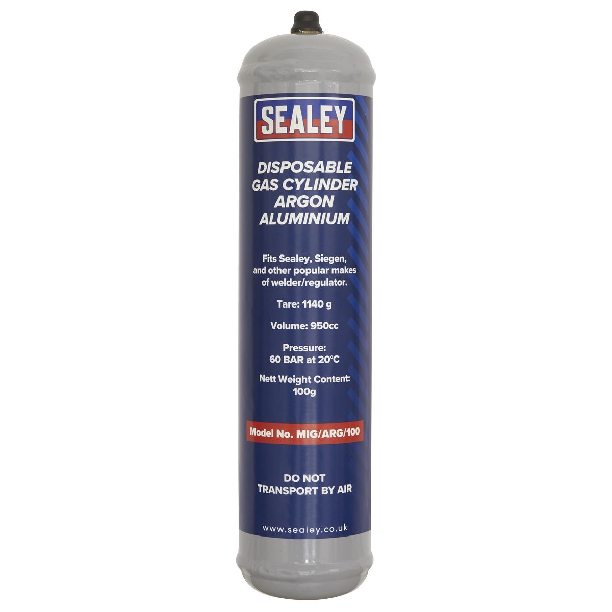 Sealey Gas Cylinder Disposable Argon 100g MIG/ARG/100