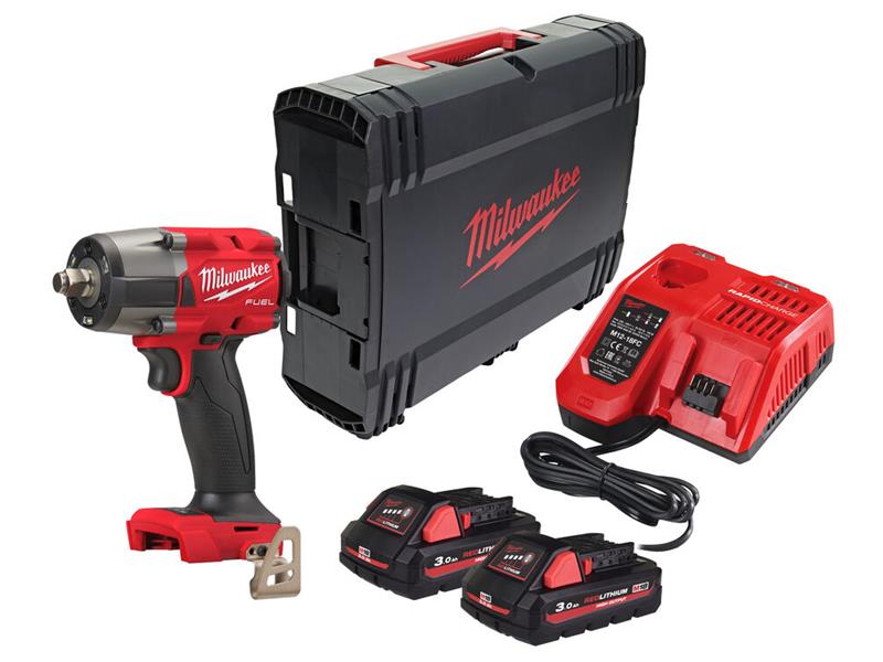 Milwaukee Power Tools M18 FMTIW2F12-502X FUEL™ 1/2in Mid-Torque Impact Wrench 18V 2 x 3.0Ah Li-ion MILM18FMI123