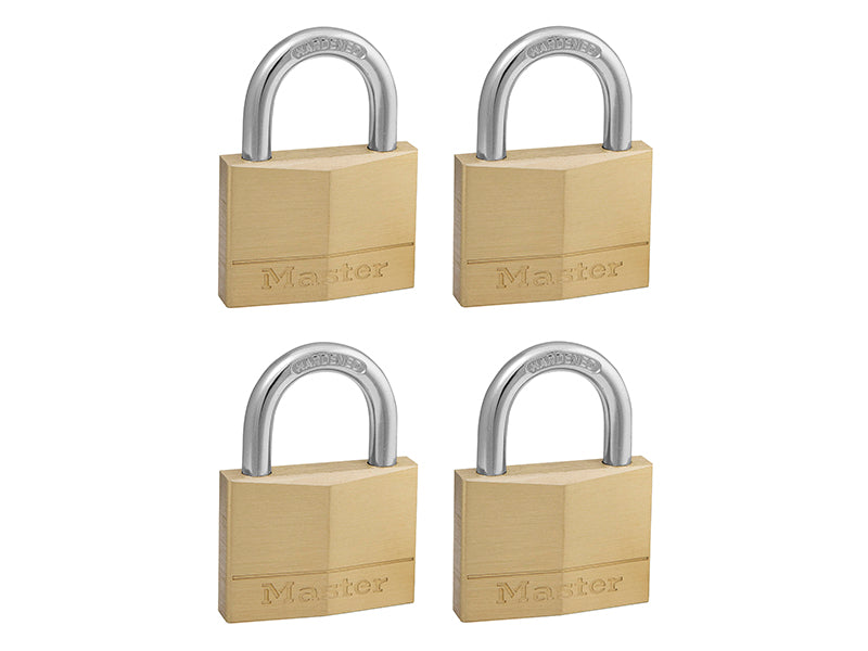 Master Lock Solid Brass 50mm Padlock 5-Pin - Keyed Alike x 4 MLK150Q