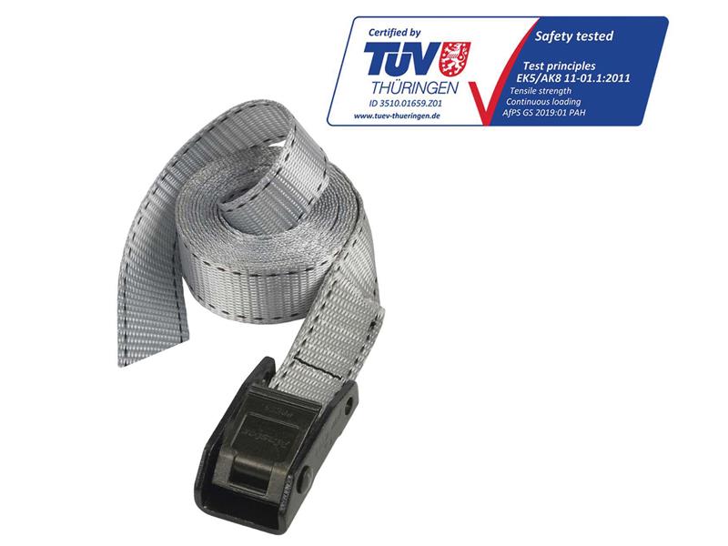 Master Lock Lashing Strap with Metal Buckle, Grey 2.5m 150kg (Pack 2) MLK3110E