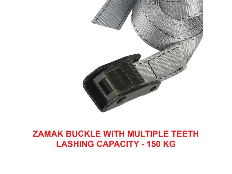 Master Lock Lashing Strap with Metal Buckle, Grey 2.5m 150kg (Pack 2) MLK3110E