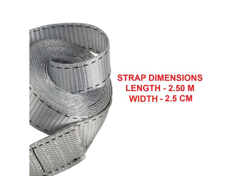 Master Lock Lashing Strap with Metal Buckle, Grey 2.5m 150kg (Pack 2) MLK3110E