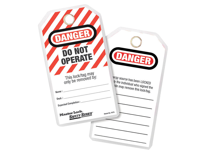 Master Lock No. 497A Heavy-Duty Safety Tags (12) - DANGER DO NOT OPERATE MLK497A