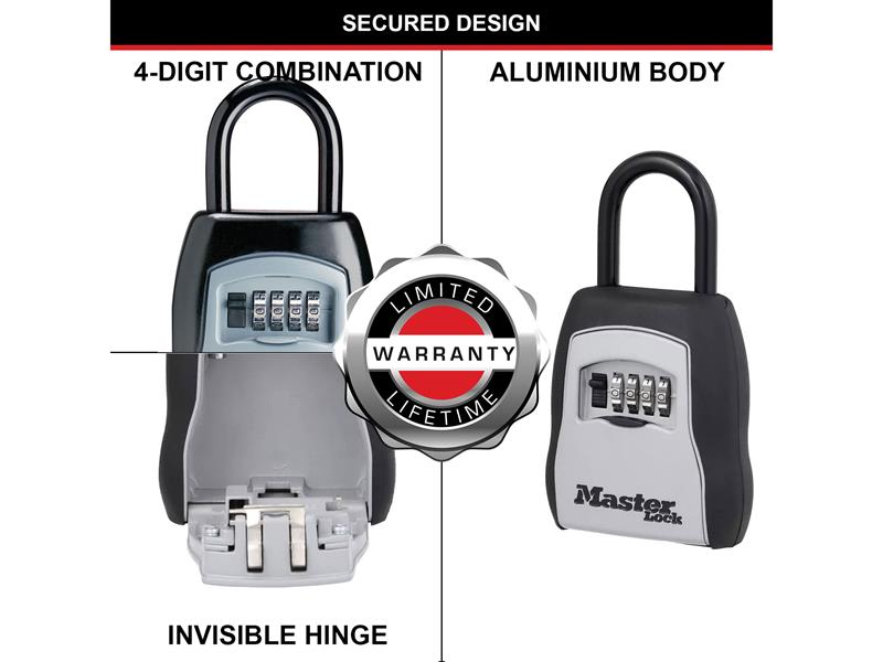Master Lock 5400E Portable Shackled Combination Key Lock Box (Up To 3 Keys) MLK5400E