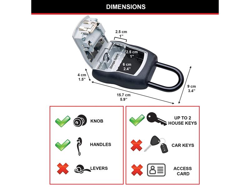 Master Lock 5400E Portable Shackled Combination Key Lock Box (Up To 3 Keys) MLK5400E