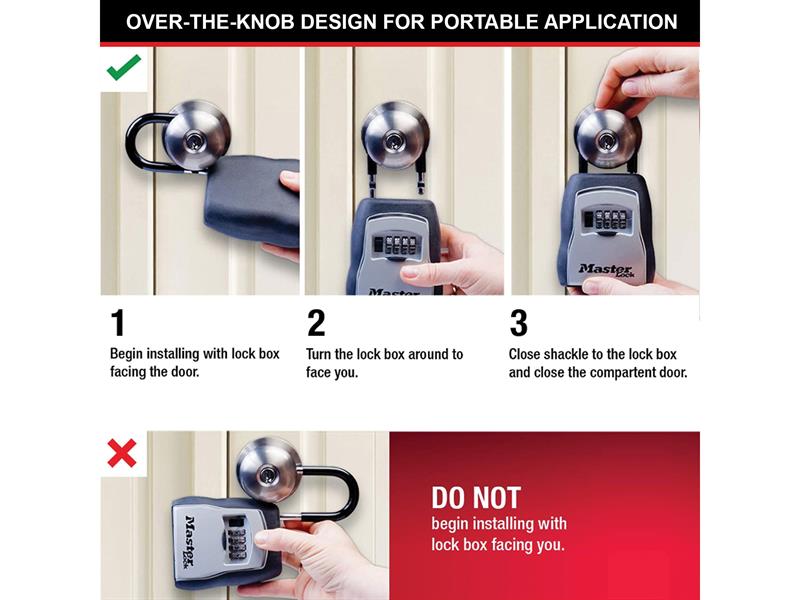 Master Lock 5400E Portable Shackled Combination Key Lock Box (Up To 3 Keys) MLK5400E